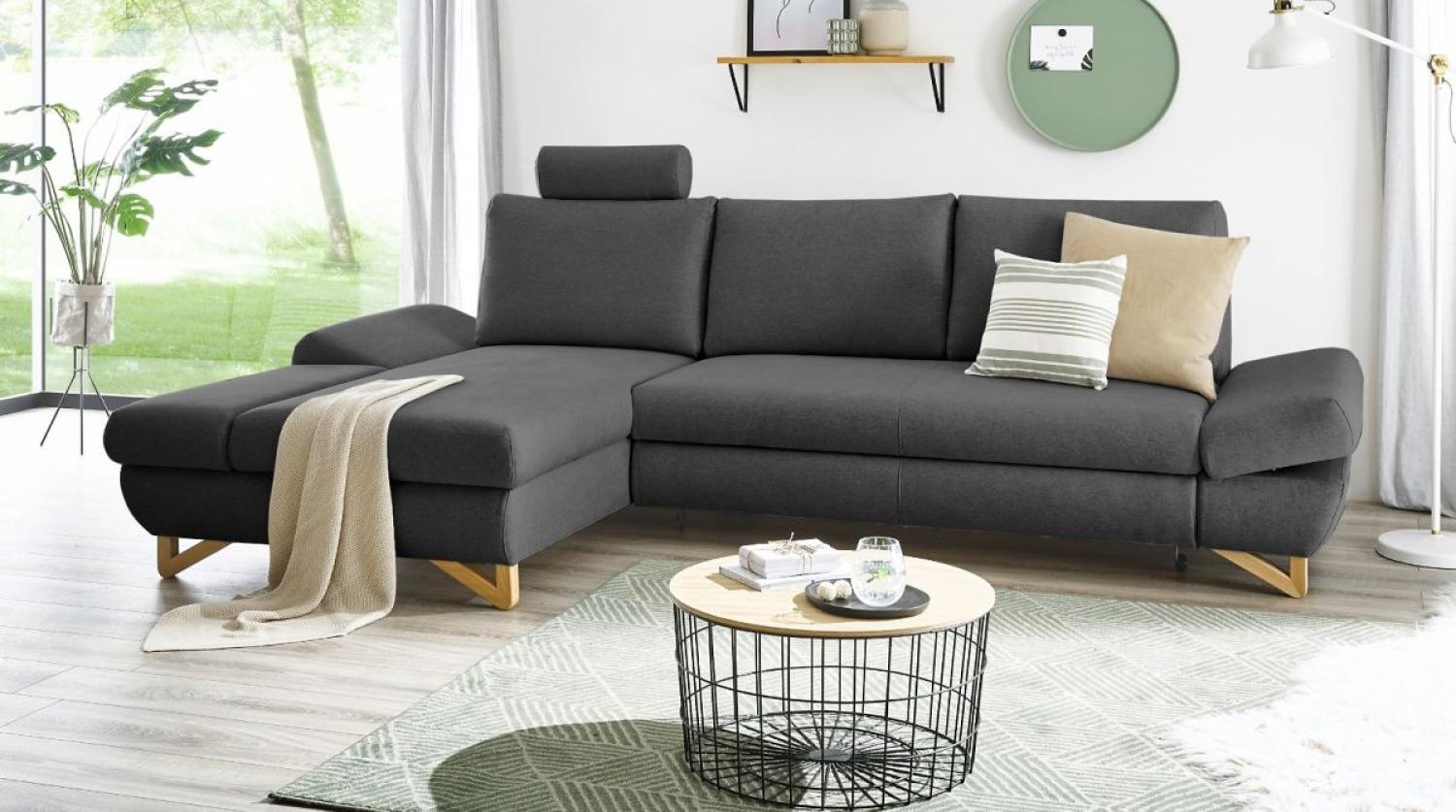 Ecksofa Skalm in grau mit Bettfunktion 284 cm Bild 1