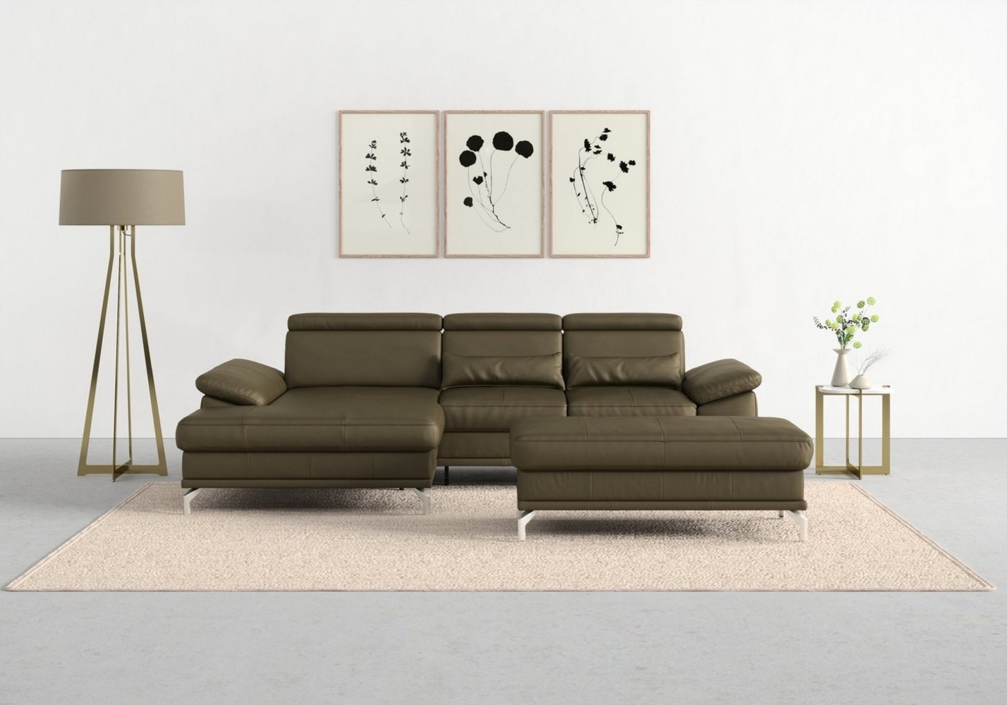 sit&more Ecksofa Cabrio L-Form, mit Sitztiefenverstellung, Arm- und Kopfteilverstellung, 2 Nierenkissen, Federkern, optional Bettfunktion und Stauraum Bild 1