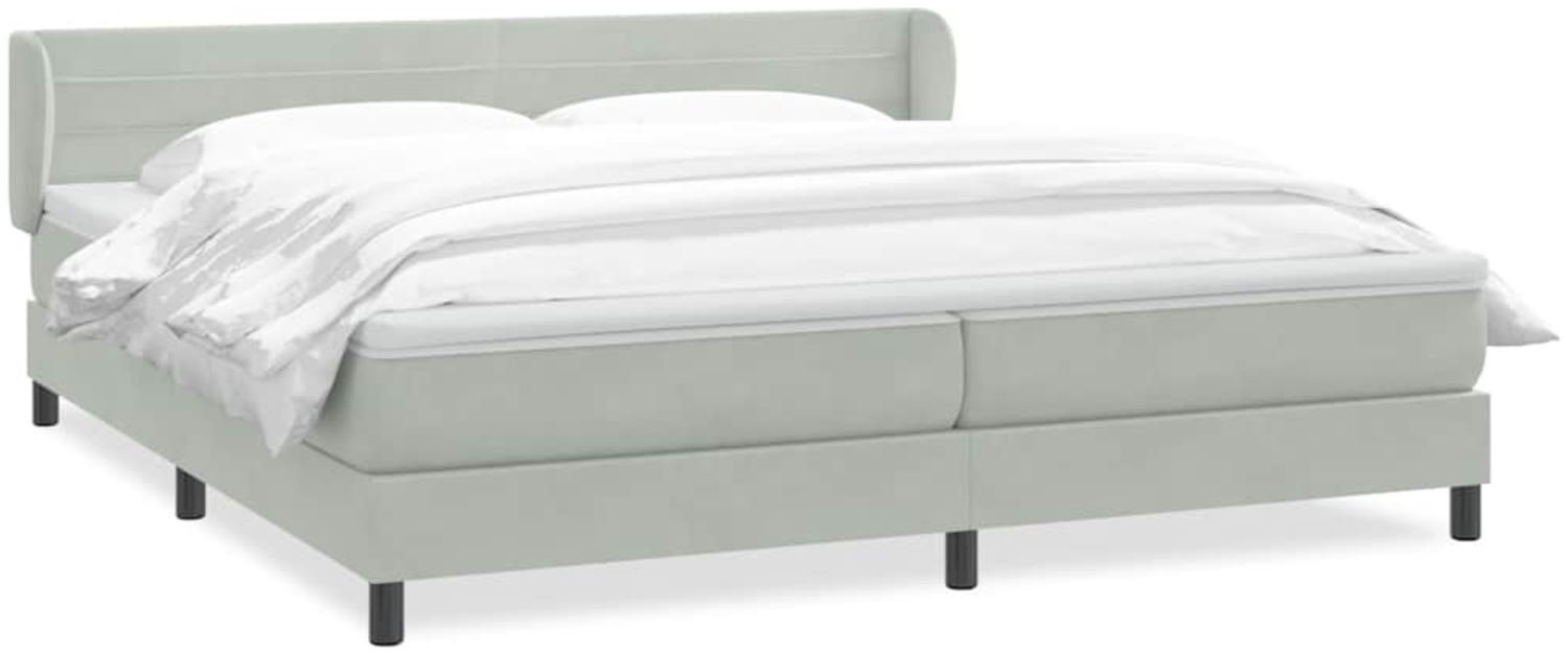 vidaXL Boxspringbett mit Matratzen Hellgrau 180x210 cm Samt 3317619 Bild 1