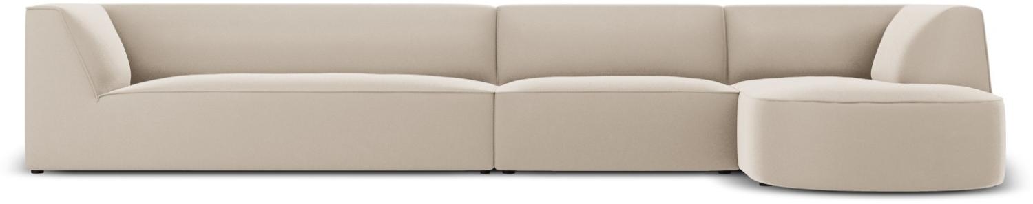 Micadoni 6-Sitzer Samtstoff Modular Ecke rechts Sofa Ruby | Bezug Beige | Beinfarbe Black Plastic Bild 1