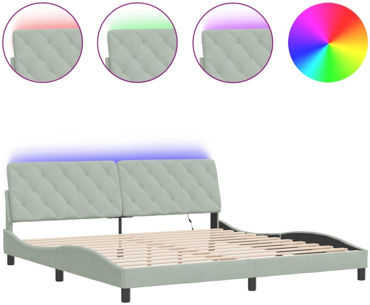 vidaXL Bettgestell mit LED ohne Matratze Hellgrau 200x200 cm Samt 3213873 Bild 1