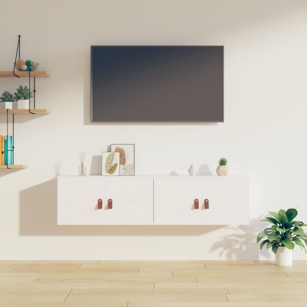 vidaXL Wandschränke 2 Stk. Weiß 60x30x30 cm Massivholz Kiefer 818368 Bild 1