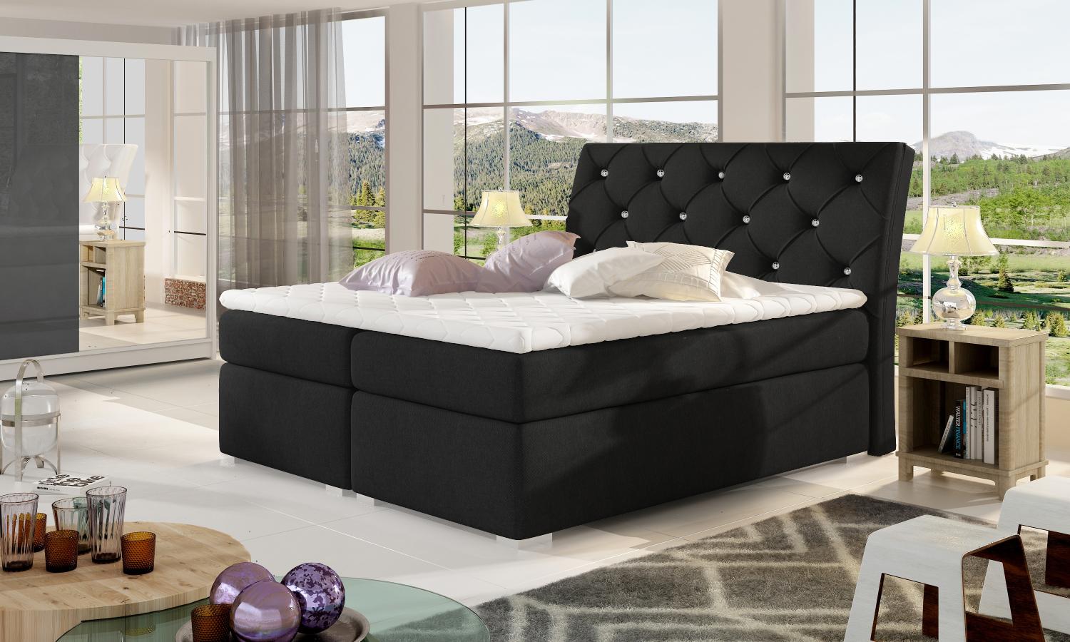 Balvin 140X200, Boxspring Bett, Schwarz Bild 1