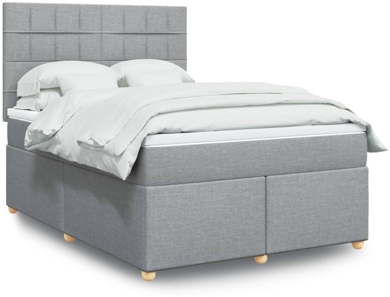 vidaXL Boxspringbett mit Matratze Hellgrau 160x200 cm Stoff 3291331 Bild 1