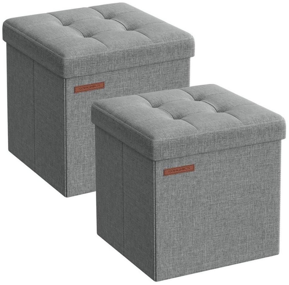 Songmics Sitzhocker faltbarer Hocker (2 St, 2-teiliges Set), mit Stauraum Fußhocker, Falthocker, Sitzwürfel 30 x 30 x 30 cm Bild 1