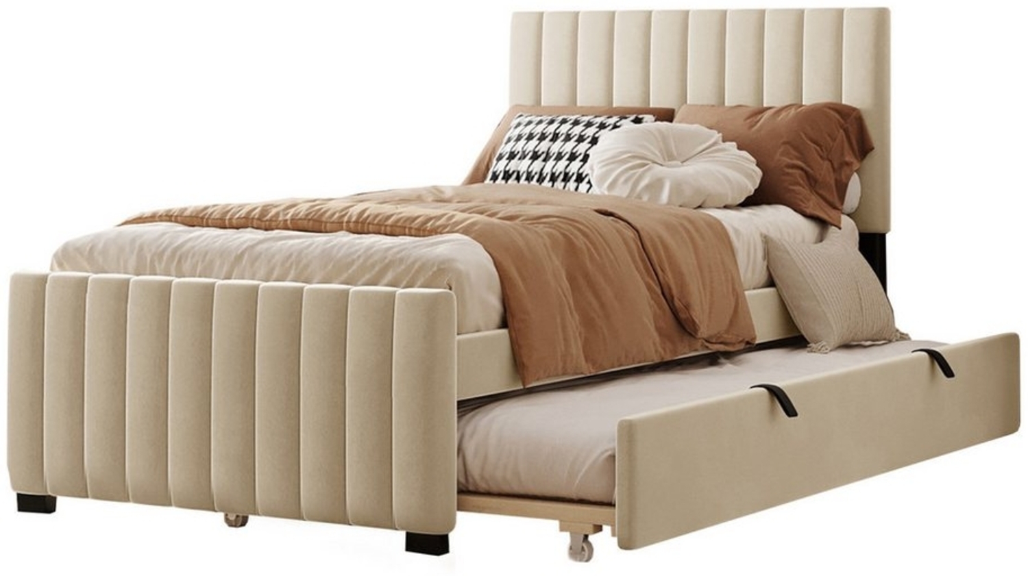 OKWISH Polsterbett Funktionsbett,Doppelbett,Jugendbett,mit Ausziehbett (90 x 190 cm), ohne Matratze Bild 1