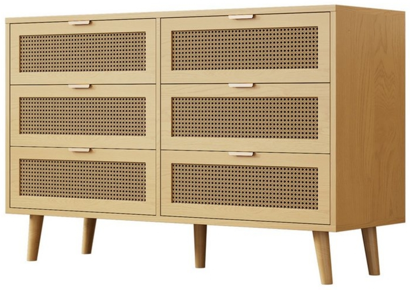 Ulife Kommode mit Rattan, 6 Schubladen Highboard mit viel Stauraum (1 St), für Schlafzimmer, Wohnräume, Büro, B120/H76,5/T40 cm Bild 1