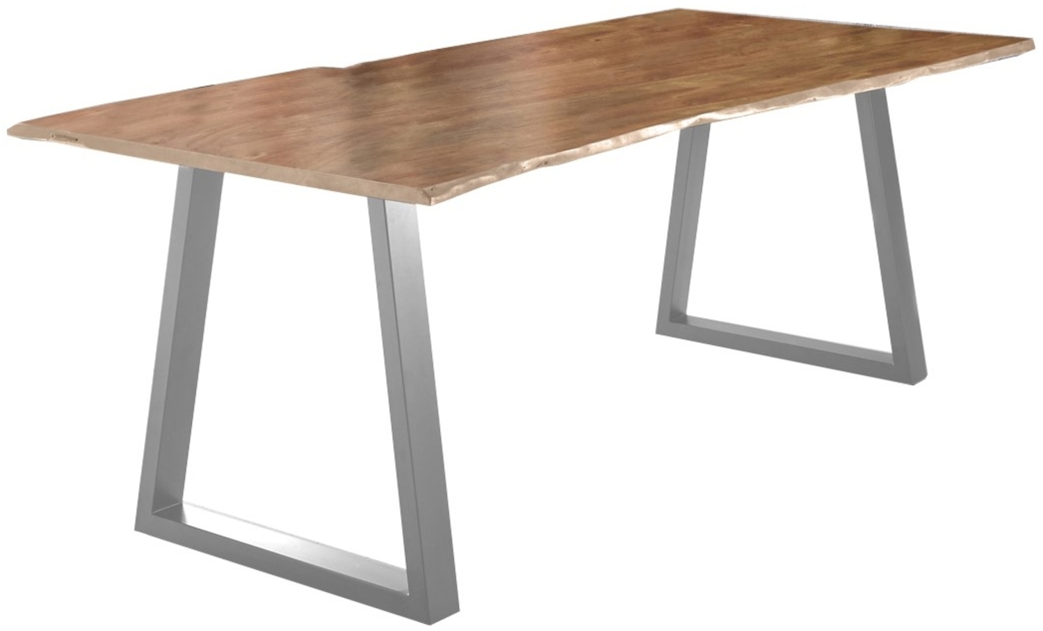 Esstisch Baumkante massiv Akazie natur 240 x 100 silber V-Gestell LUBIN 76508300 Bild 1