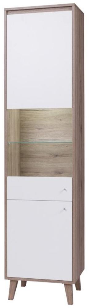 Vitrine Hochschrank KALMAR in Sanremo / Weiss inkl. LED Beleuchtung Bild 1