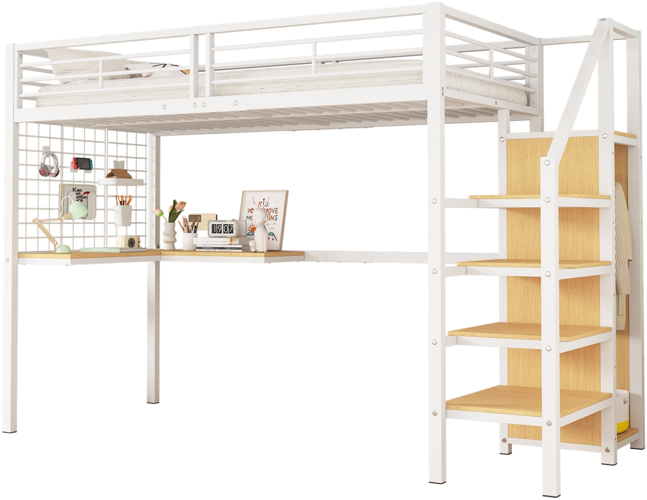 ComfortXL Etagenbett-B046, Holzwerkstoff, Weiß, 200x90x170cm Bild 1