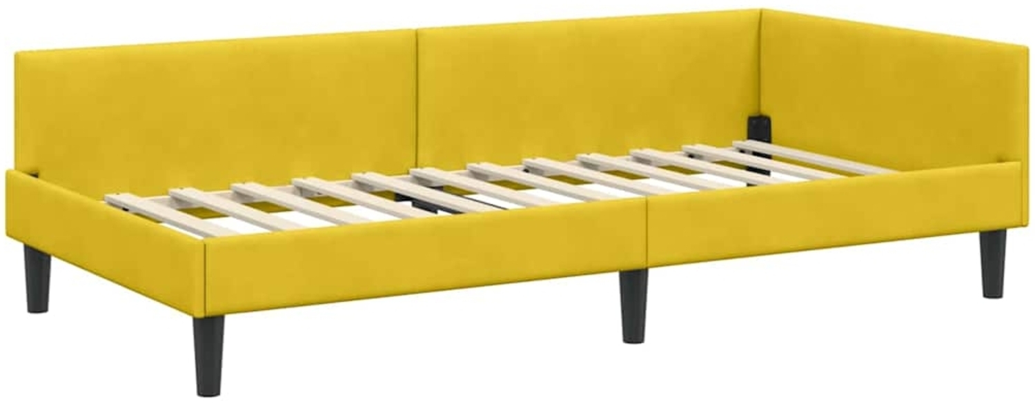 vidaXL Eckbettgestell mit Kopfteil Gelb 100 cm x 200 cm Stoff 42016170 Bild 1