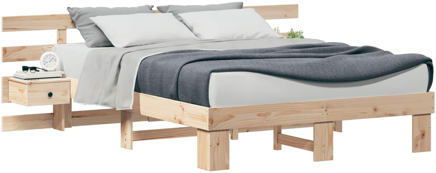 vidaXL Bettrahmen mit Kopfteil Braun 150 x 200 cm Massives Kiefernholz 3385685 Bild 1