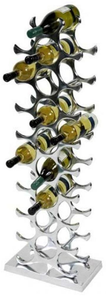 Designer Weinregal für 27 Flaschen aus poliertem Aluminium Höhe 103cm - Wein Ständer, Flaschen Ständer, Flaschen Regal Bild 1