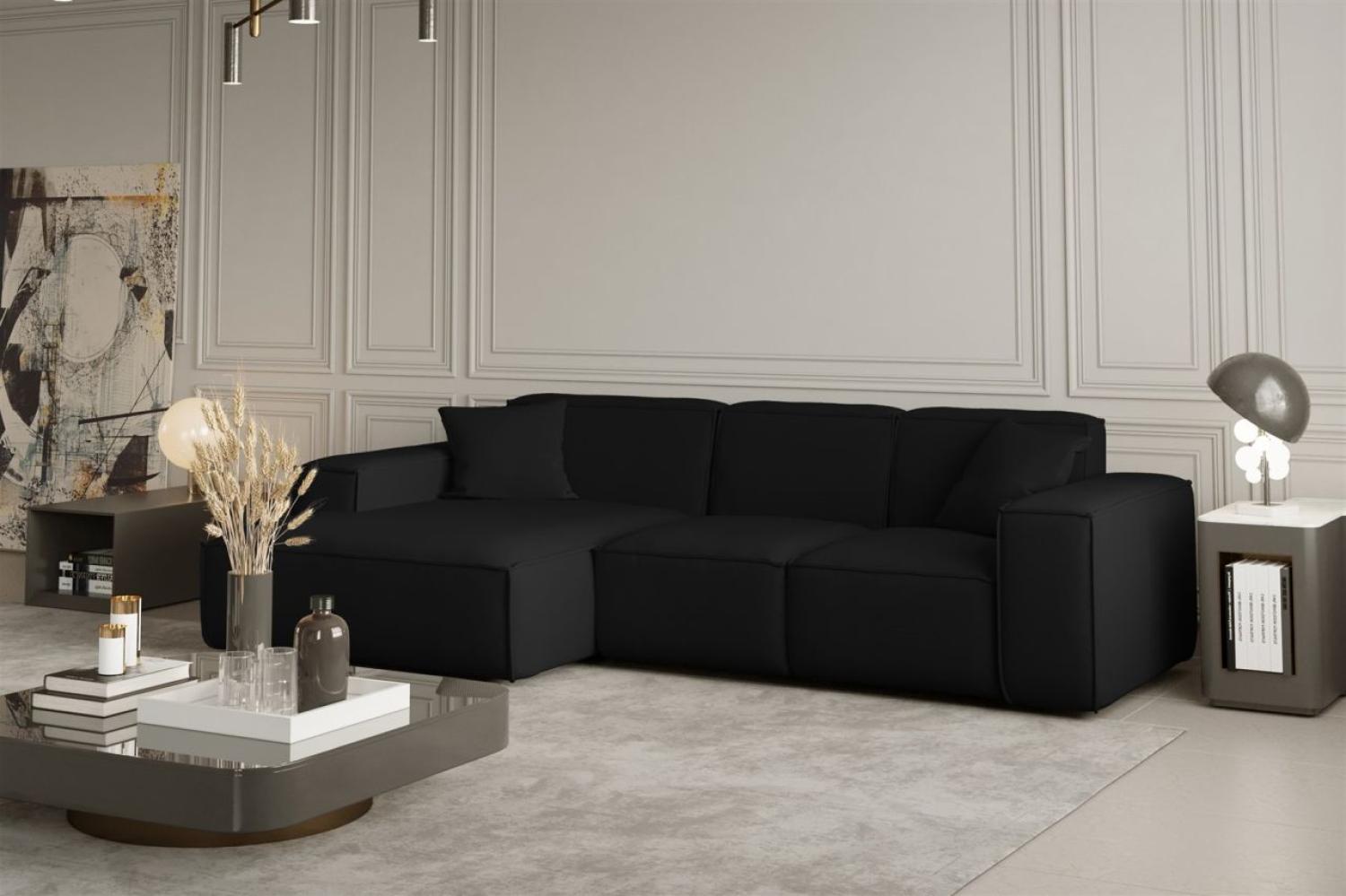 Ecksofa Designersofa CELES in Stoff Opera Velvet Schwarz Ottomane Links Bild 1