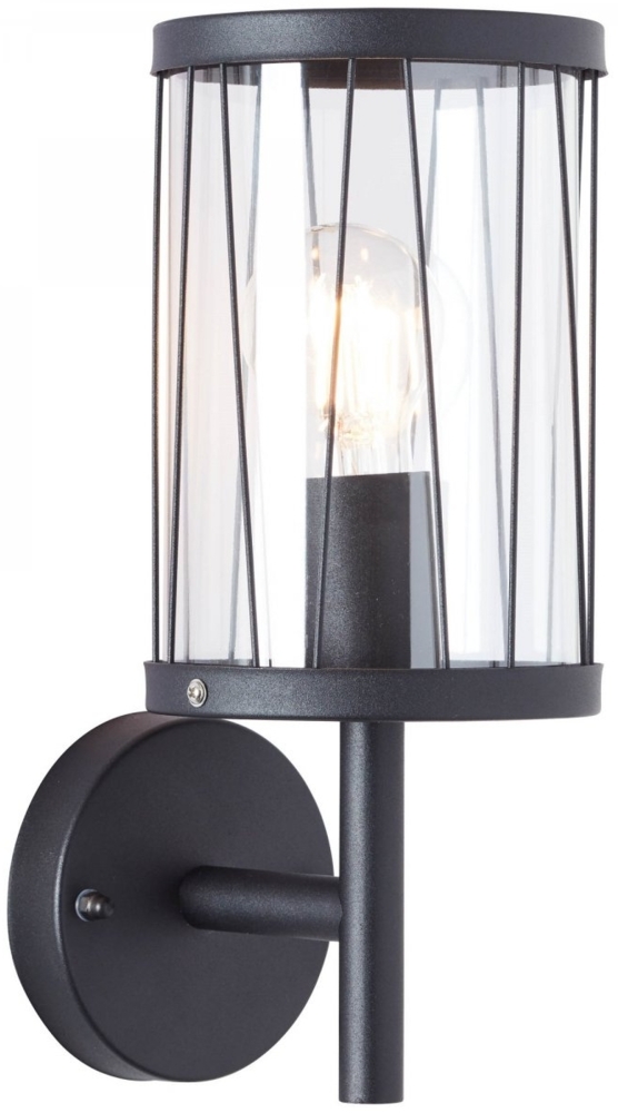 Brilliant Leuchten No. 44681-63 Aussenwandleuchte Reed stehend E27 IP44 schwarz matt Bild 1