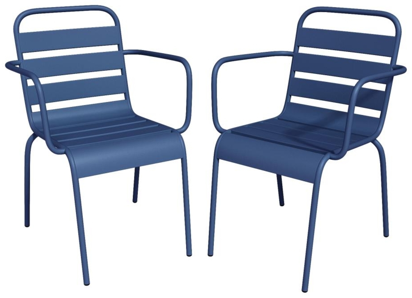 Vente-unique - Gartensessel stapelbar 2er-Set - Metall - Dunkelblau - MIRMANDE von MYLIA Bild 1