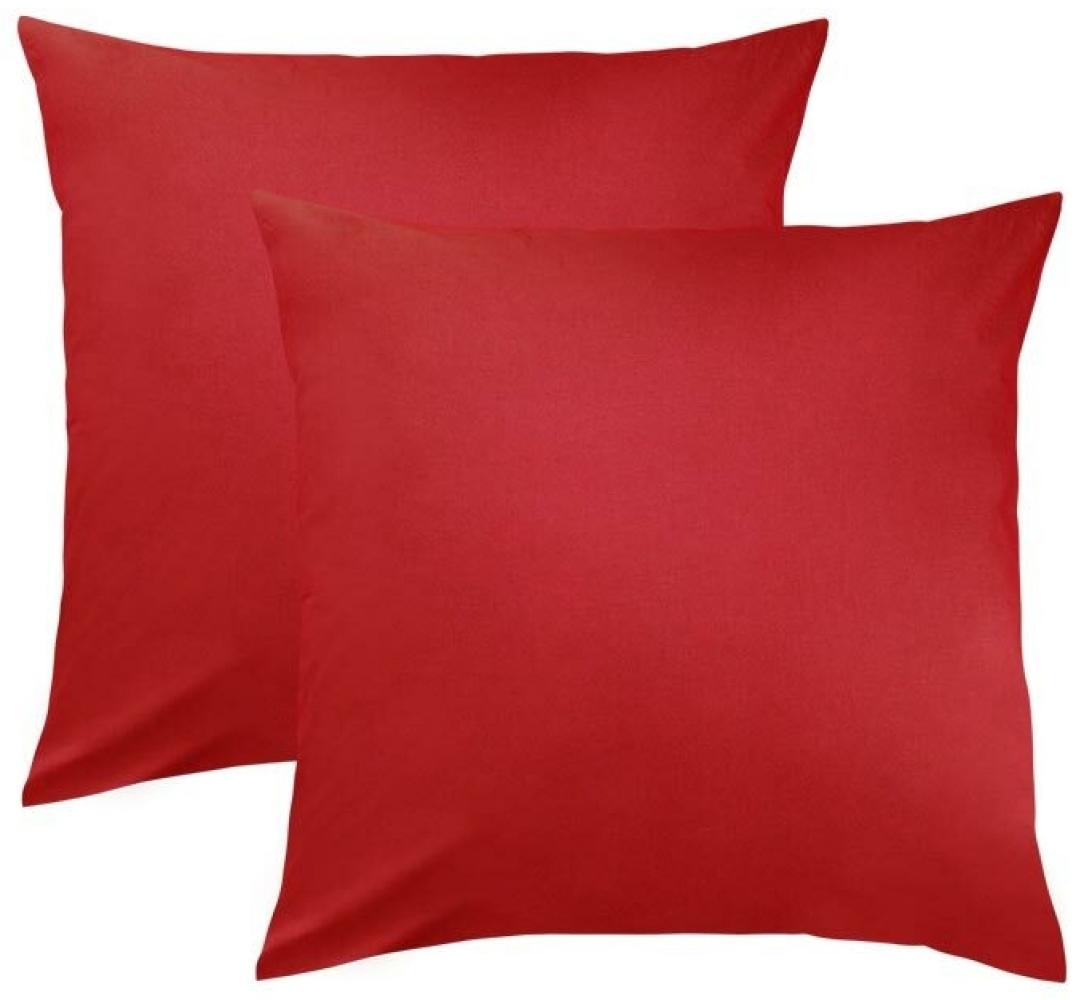 BettwarenShop Single Jersey Kissenbezug Ulm 2er Pack|40x40 cm| rot Bild 1