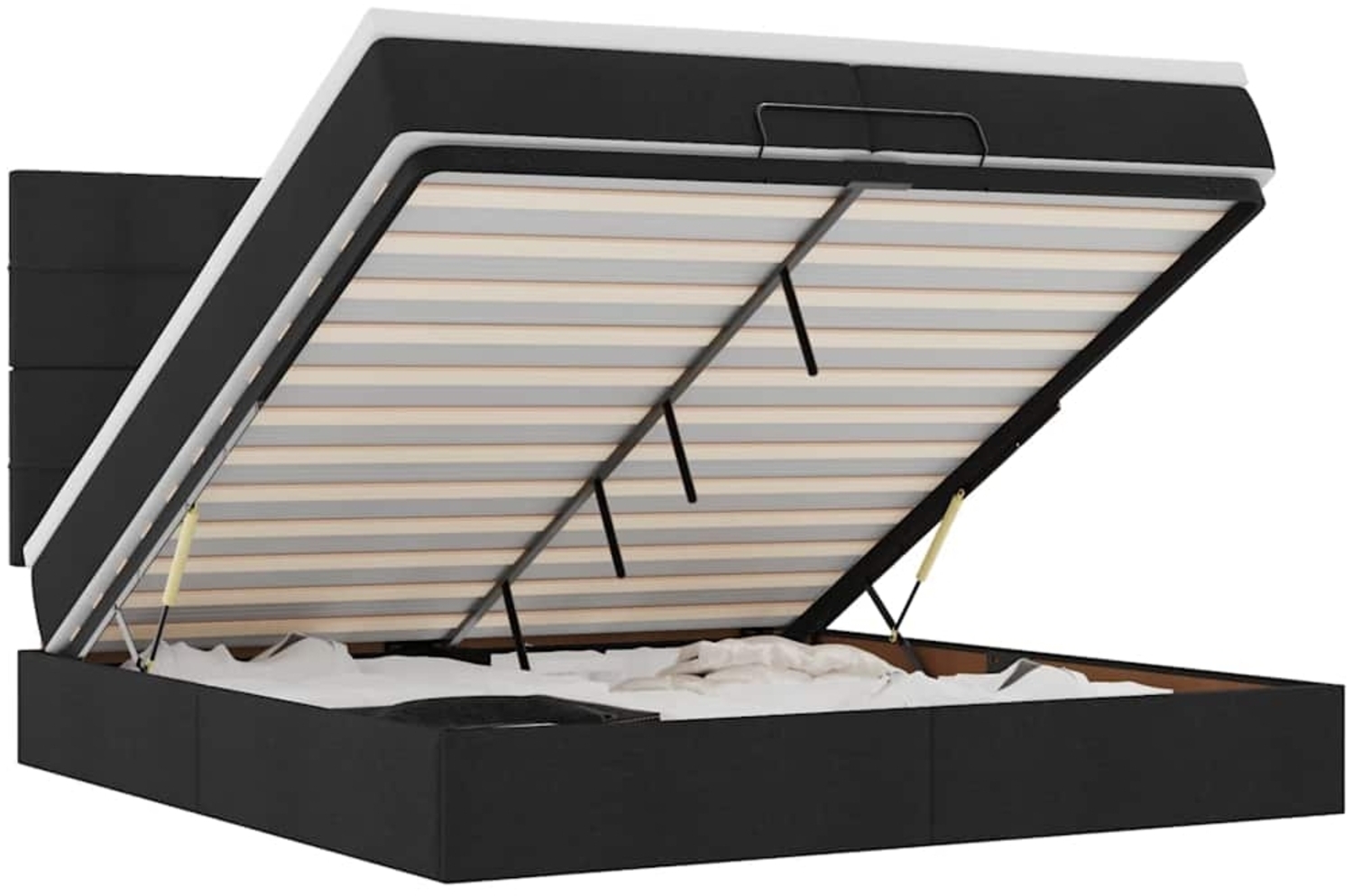 vidaXL Ottoman-Bett mit Matratzen & LEDs Schwarz 200x200 cm Stoff 3314033 Bild 1