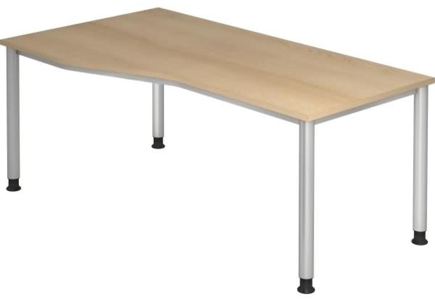 Schreibtisch HS18 4-Fuß rund 180x100 / 80cm Eiche Gestellfarbe: Silber Bild 1