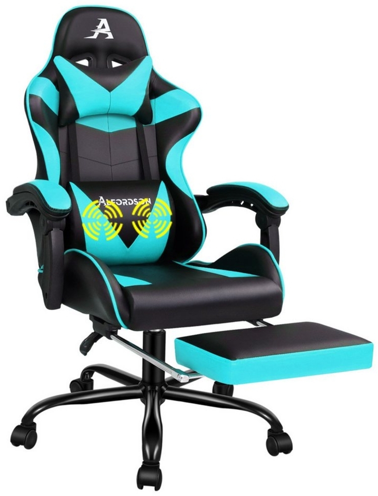 ALFORDSON Gaming-Stuhl Ergonomischer Racing Gaming-Bürostuhl, neigbar und höhenverstellbar, mit gepolsterter Fußstütze, 180 kg Tragkraft Bild 1