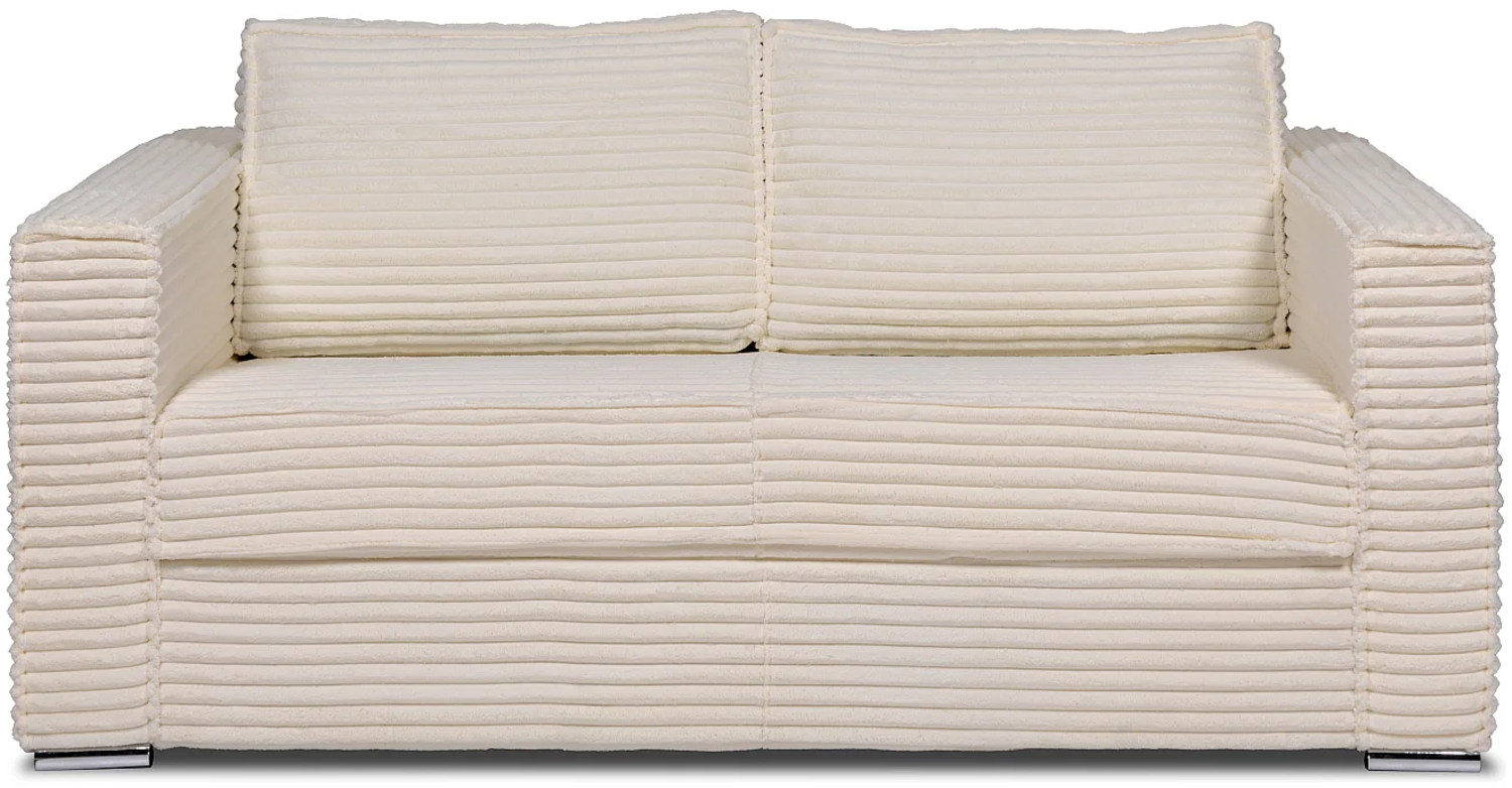 Vente-unique - Schlafsofa mit Matratze 3-Sitzer - grob gerippter Cord - Beige - Liegefläche mit Lattenrost mit breiten Latten 140 cm - Matratze 14 cm - LORETO Bild 1
