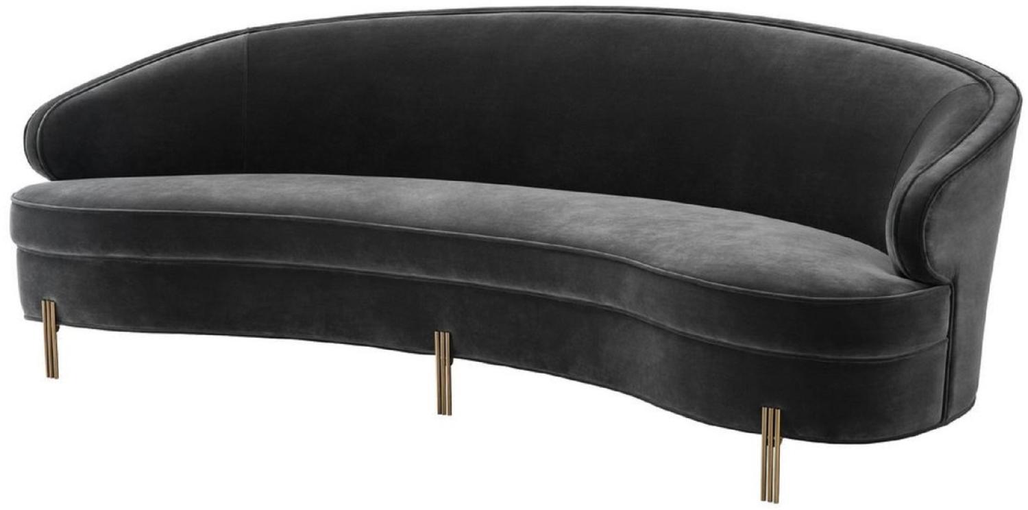 Casa Padrino Luxus Samt Sofa Dunkelgrau / Messingfarben 230 x 103 x H. 78 cm Bild 1