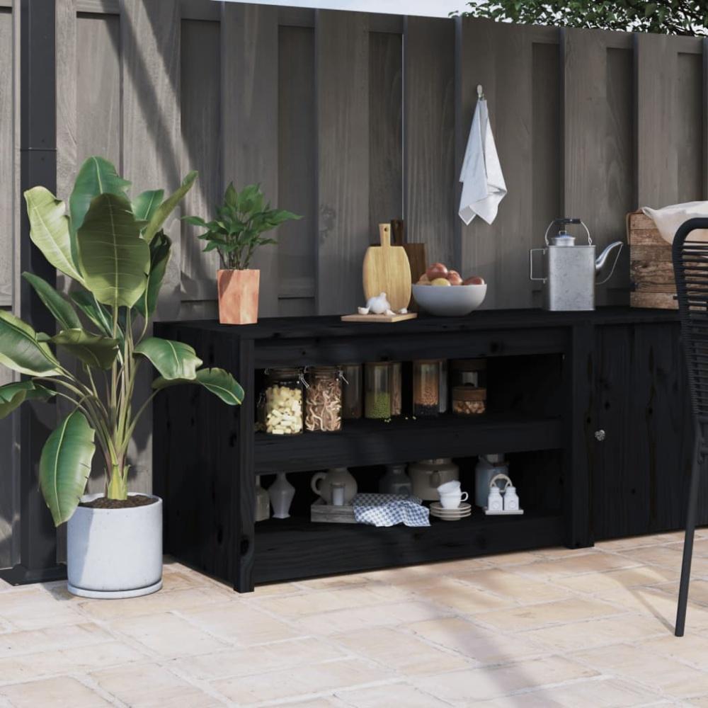 vidaXL Outdoor-Küchenschrank Schwarz 106x55x64 cm Massivholz Kiefer 832335 Bild 1