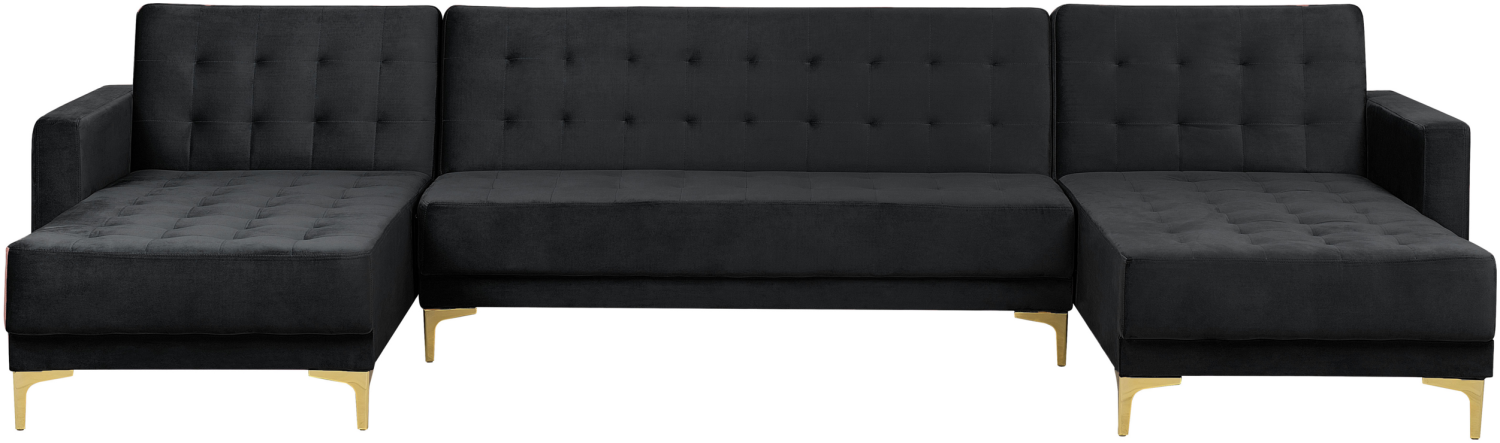 U-förmiges Sofa ABERDEEN Schwarz Samtstoff Universal Bild 1