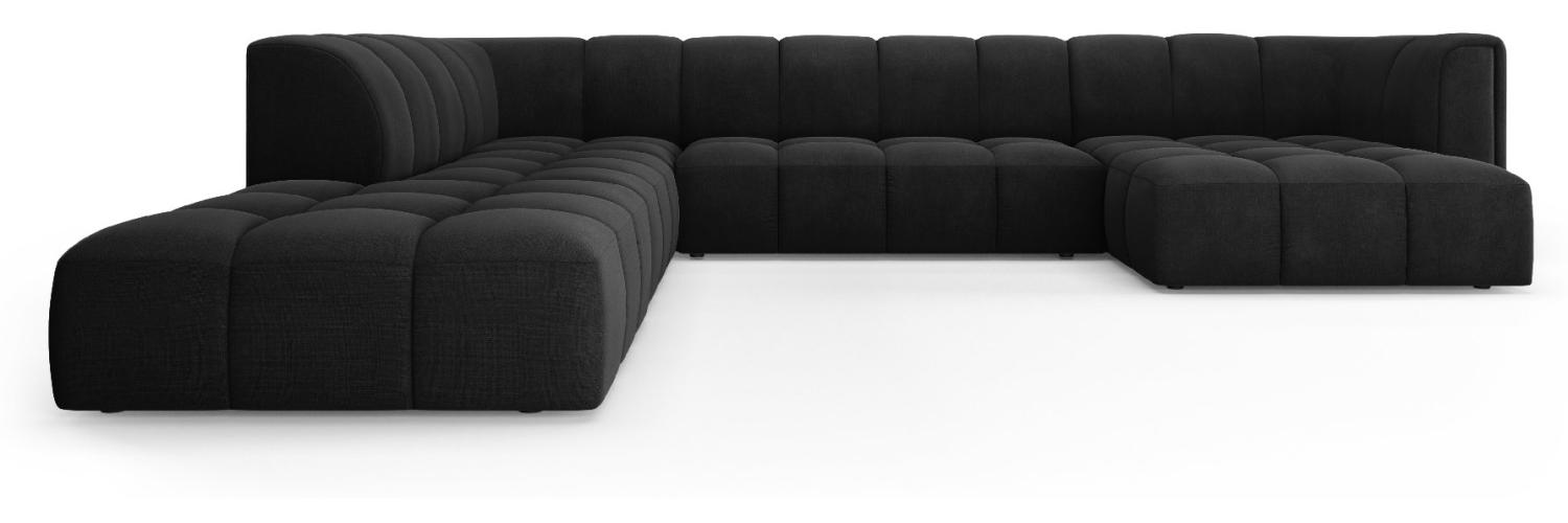 Micadoni Modulares Panorama Ecksofa Serena 7-Sitzer Strukturierter Stoff, Schwarz Bild 1