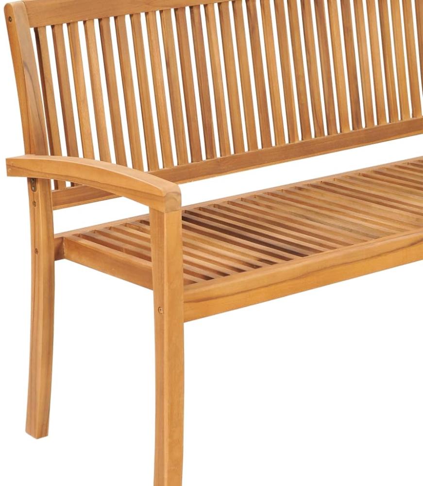 Gartenbank 159 cm Teak mit Auflage Cremeweiß Bild 1