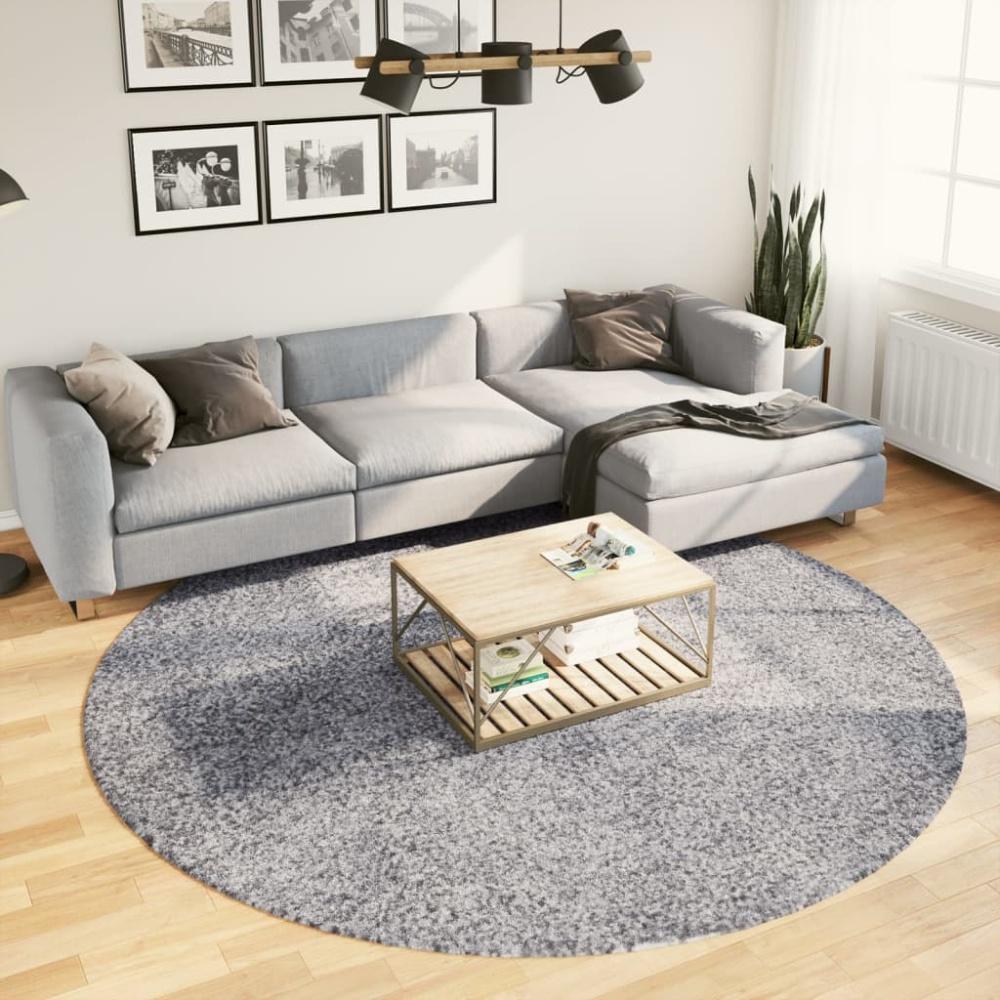 vidaXL Teppich Shaggy Hochflor Modern Blau Ø 240 cm 375336 Bild 1