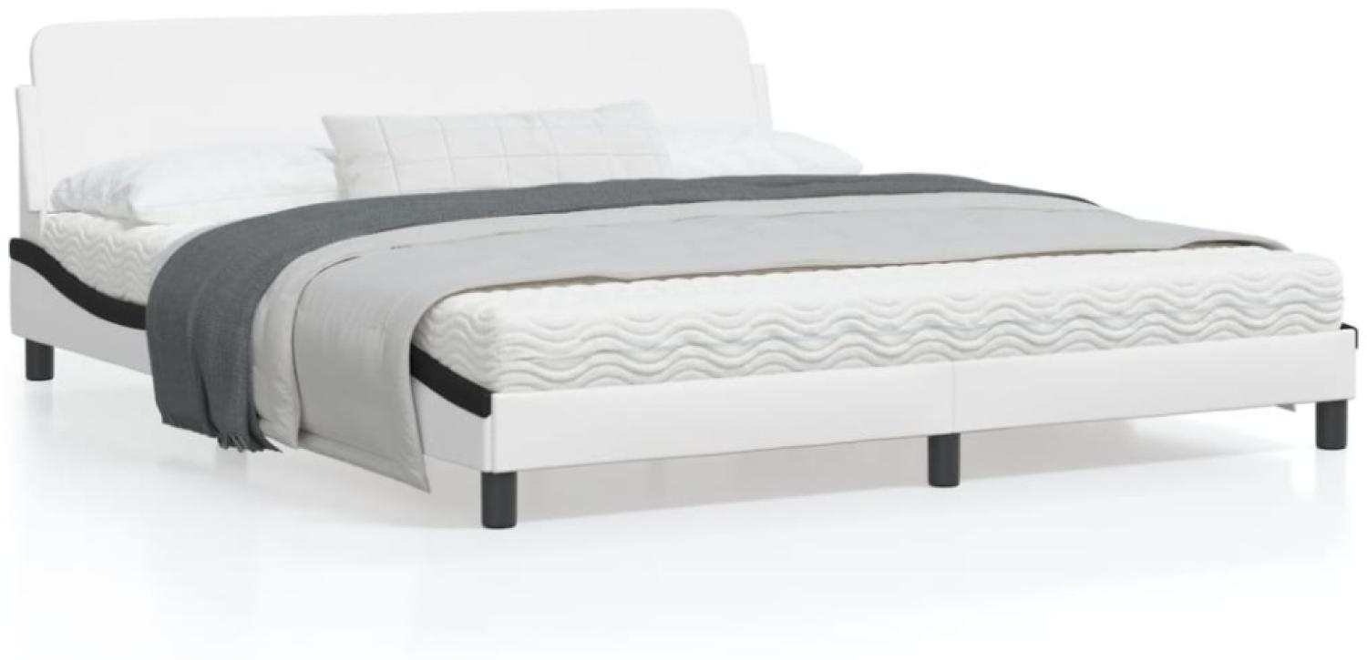 vidaXL Bettgestell "Dover" Weiß und Schwarz 180x200 cm Kunstleder 373244 Bild 1