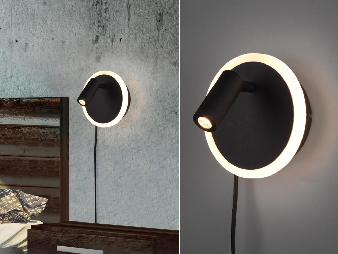 Design LED Wandleuchte JORDAN in Schwarz matt Wandstrahler Leselampe Bild 1