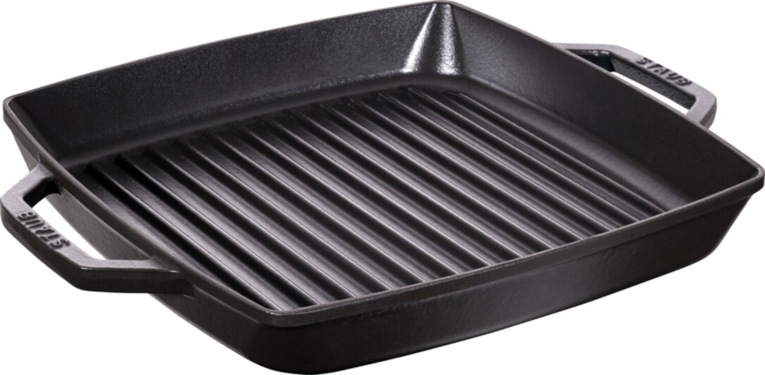 STAUB Gusseisen Grillpfanne mit zwei Griffen, Induktionsgeeignet, Quadratisch, Schwarz, 28 cm Bild 1