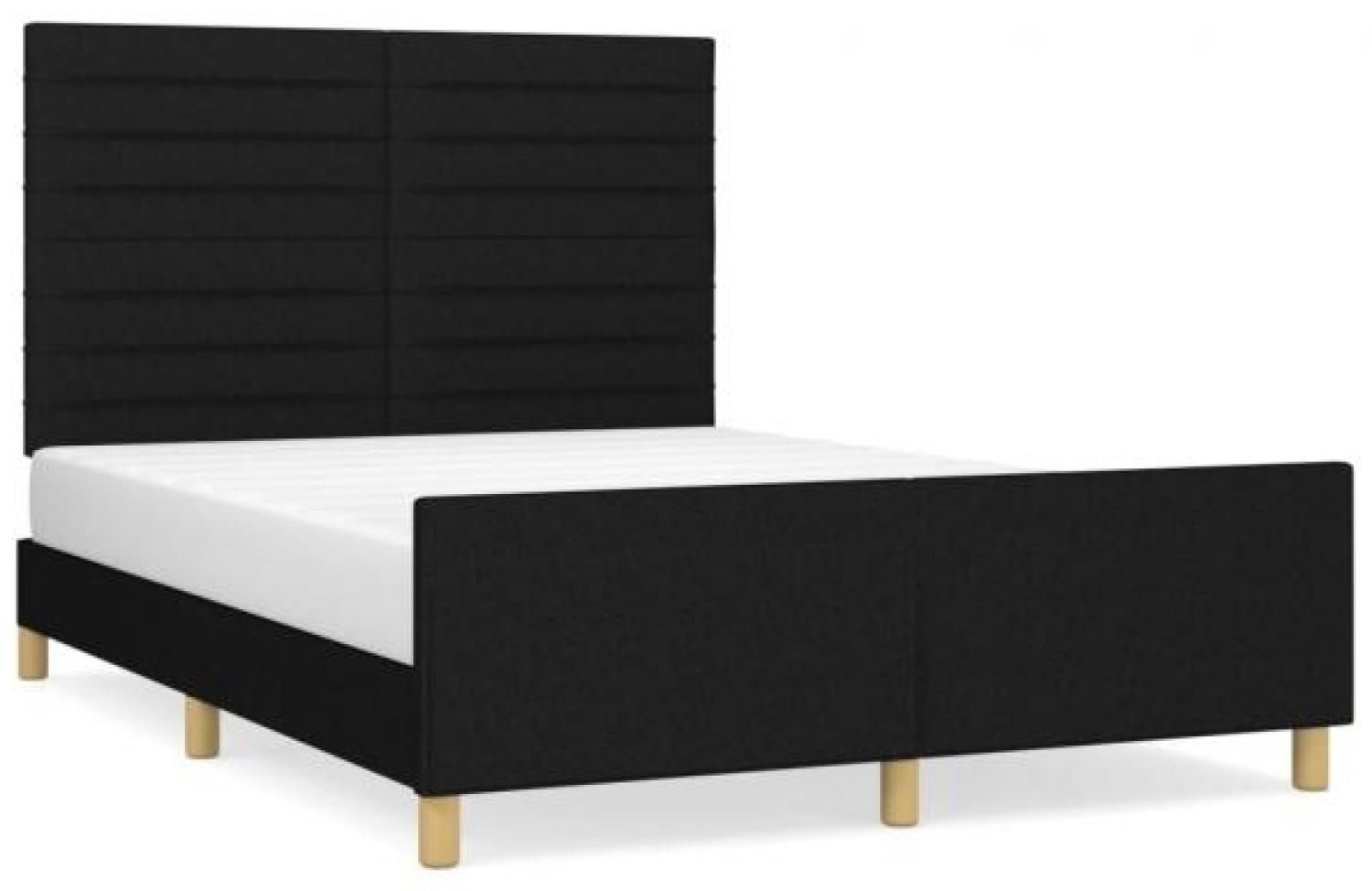 Doppelbett, Polsterbett mit Kopfteil Stoff  Schwarz 140 x 190 cm Bild 1