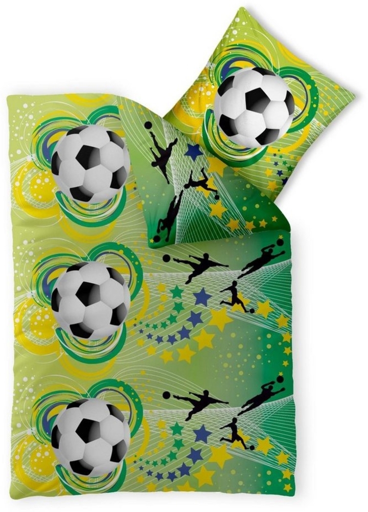 CelinaTex Bettwäsche Fashion Fun Kinder Bettgarnitur Renforcé 155x220cm Fußball, Baumwolle, 2 teilig Bild 1