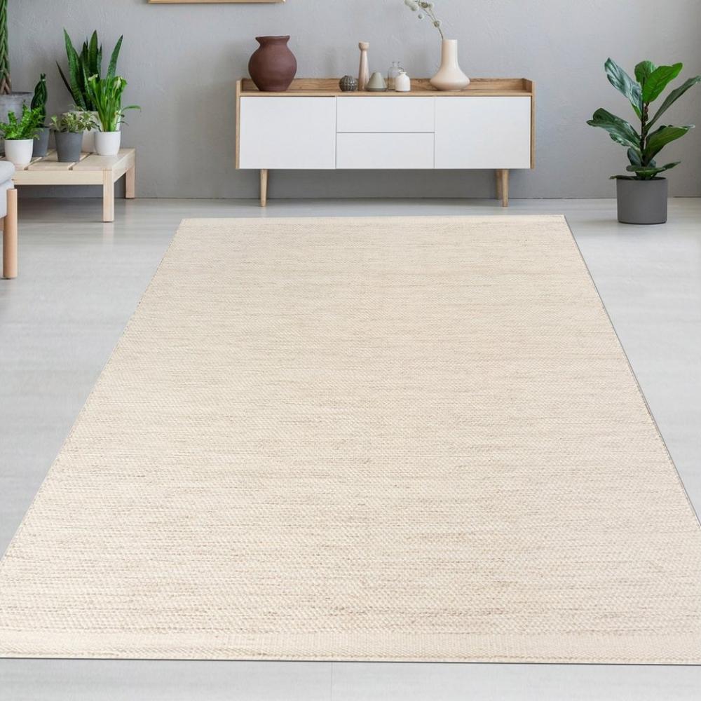 Carpetia Teppich Handgewebter Wollteppich für ihr Wohnzimmer in creme-beige, rund Bild 1