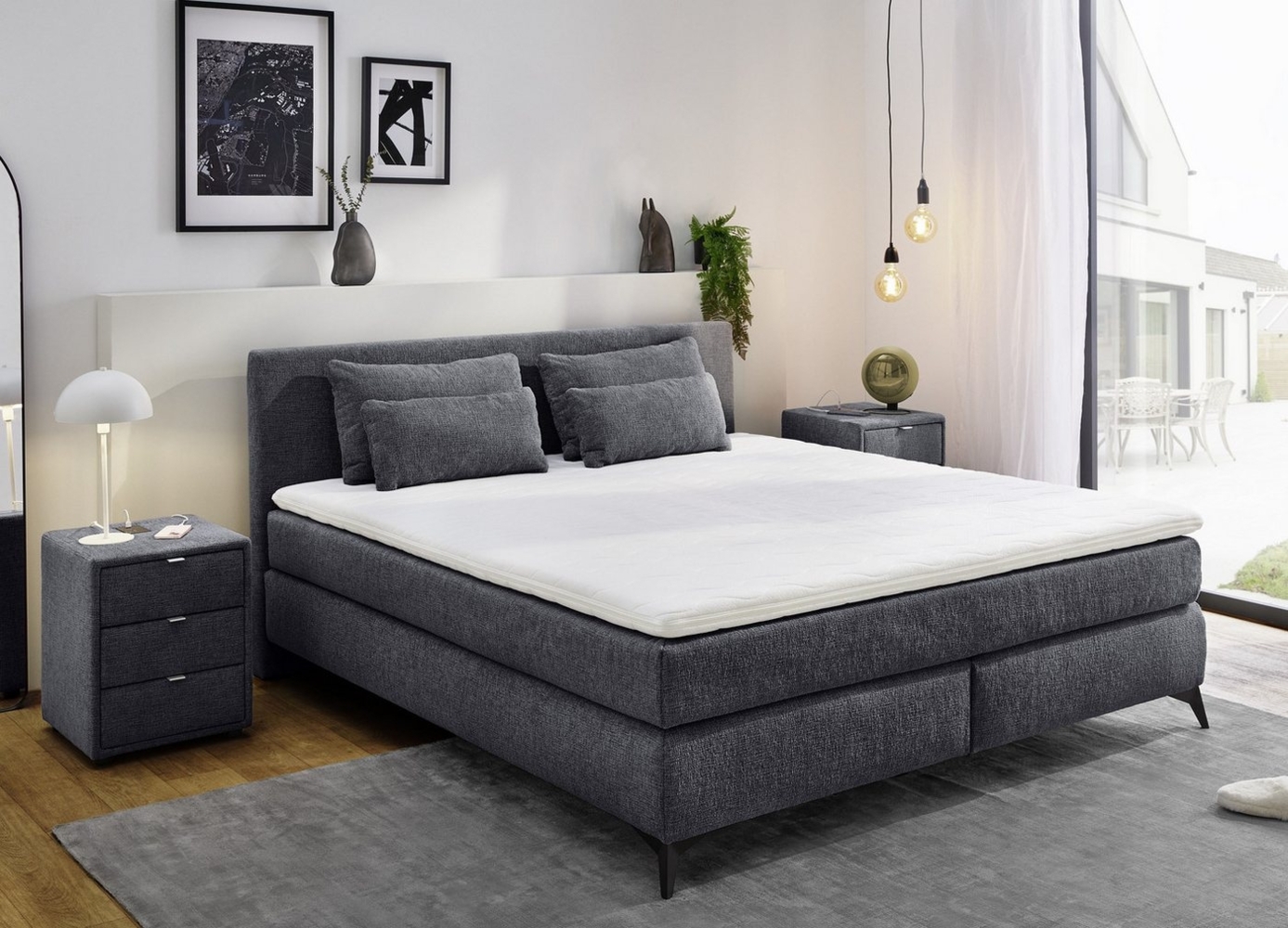 Jockenhöfer Gruppe Boxspringbett Paulina, inkl. Topper und Kissen, Härtegrade wählbar, 140x200 cm oder 180x200cm Bild 1