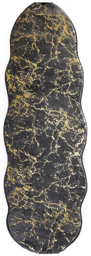 Trendmax Badematte mit Marmormotiv Rutschfest Waschbar mit wellige Umrandung Grau/Gold Bild 1