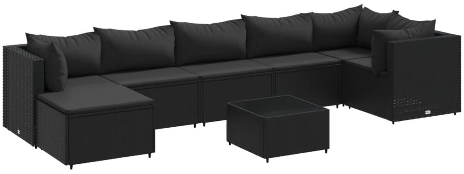 vidaXL 8-tlg. Garten-Lounge-Set mit Kissen Schwarz Poly Rattan 3308235 Bild 1