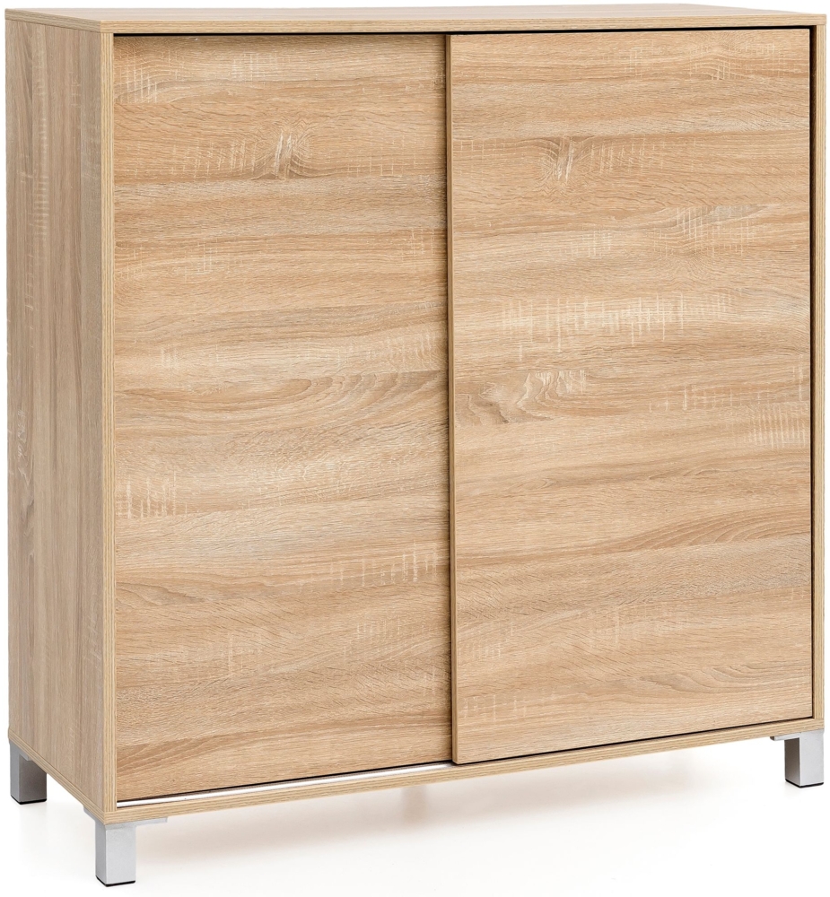 Wohnling Schuhschrank mit Schiebetüren, Sonoma Holz 100 x 108 x 37,5 cm Bild 1