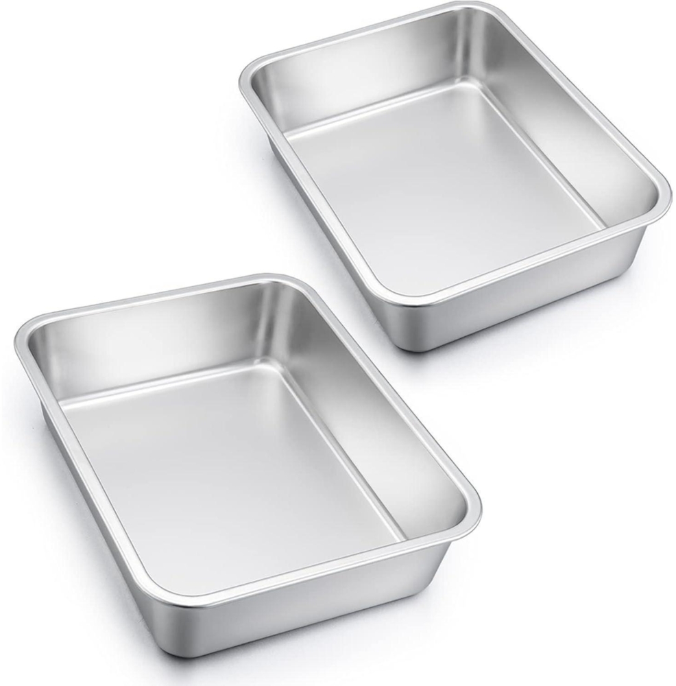 Homikit Edelstahl Auflaufform Set Rechteckig Kuchenform Backform 2er Set Bild 1