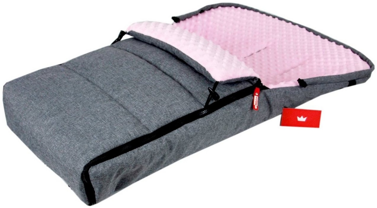 BabyLux Fußsack BABYLUX Fußsack MINKY Kinderwagen Buggy Fleece Babyschale Thermo, Grau + Rosa Bild 1