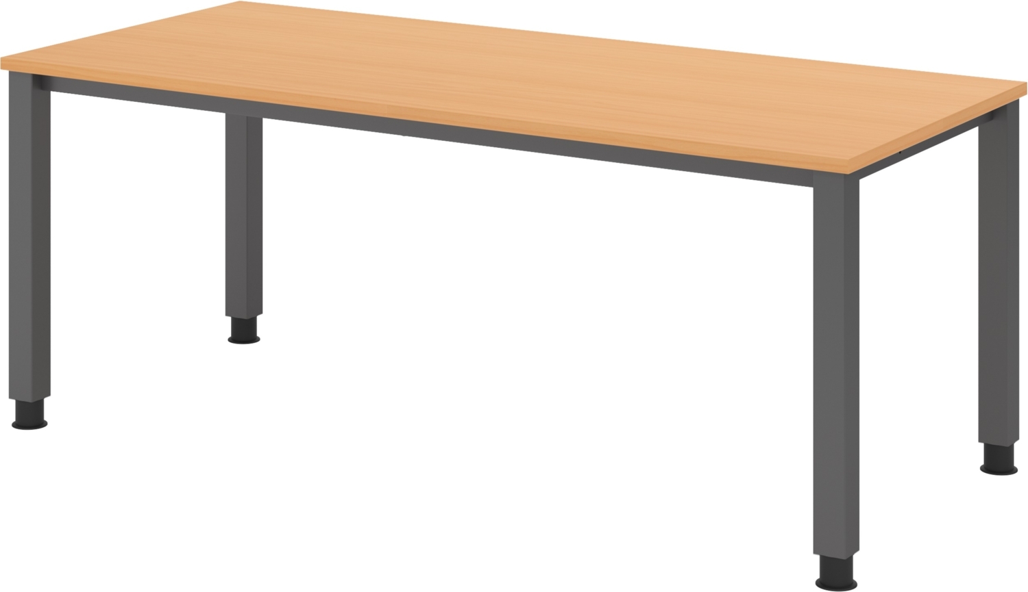 bümö manuell höhenverstellbarer Schreibtisch 180x80 cm in Buche, Metall-Gestell: Graphit - PC Tisch höhenverstellbar & belastbar bis 140 kg, Büro- und Computertisch groß, QS-19-6-G Bild 1