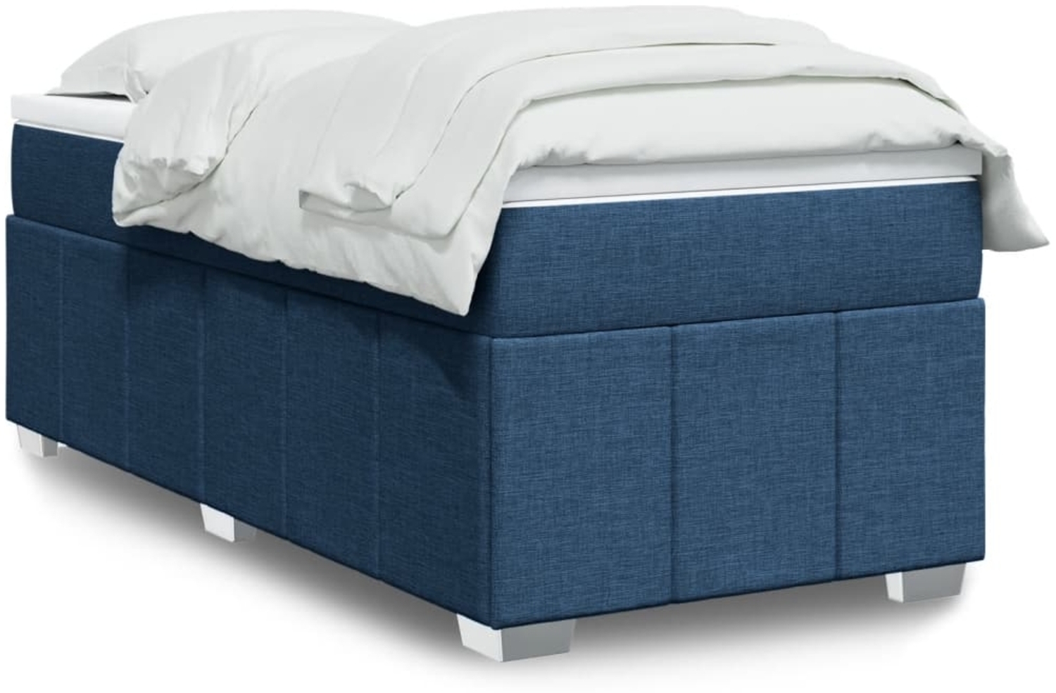 vidaXL Boxspringbett mit Matratze Blau 90x190 cm Stoff 3285441 Bild 1