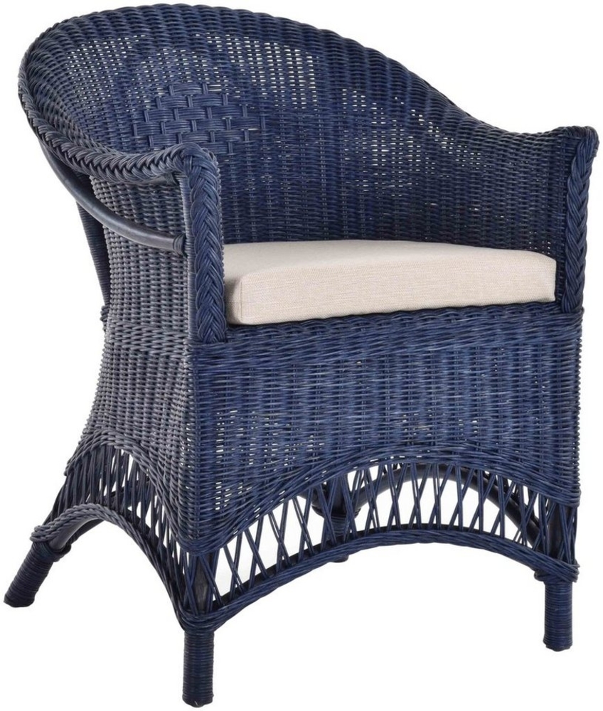 Krines Home Esszimmersessel Rattansessel Landhaus Flechtsessel Wintergarten Sessel Korbsessel, mit Armlehnen, Natur Rattan Bild 1