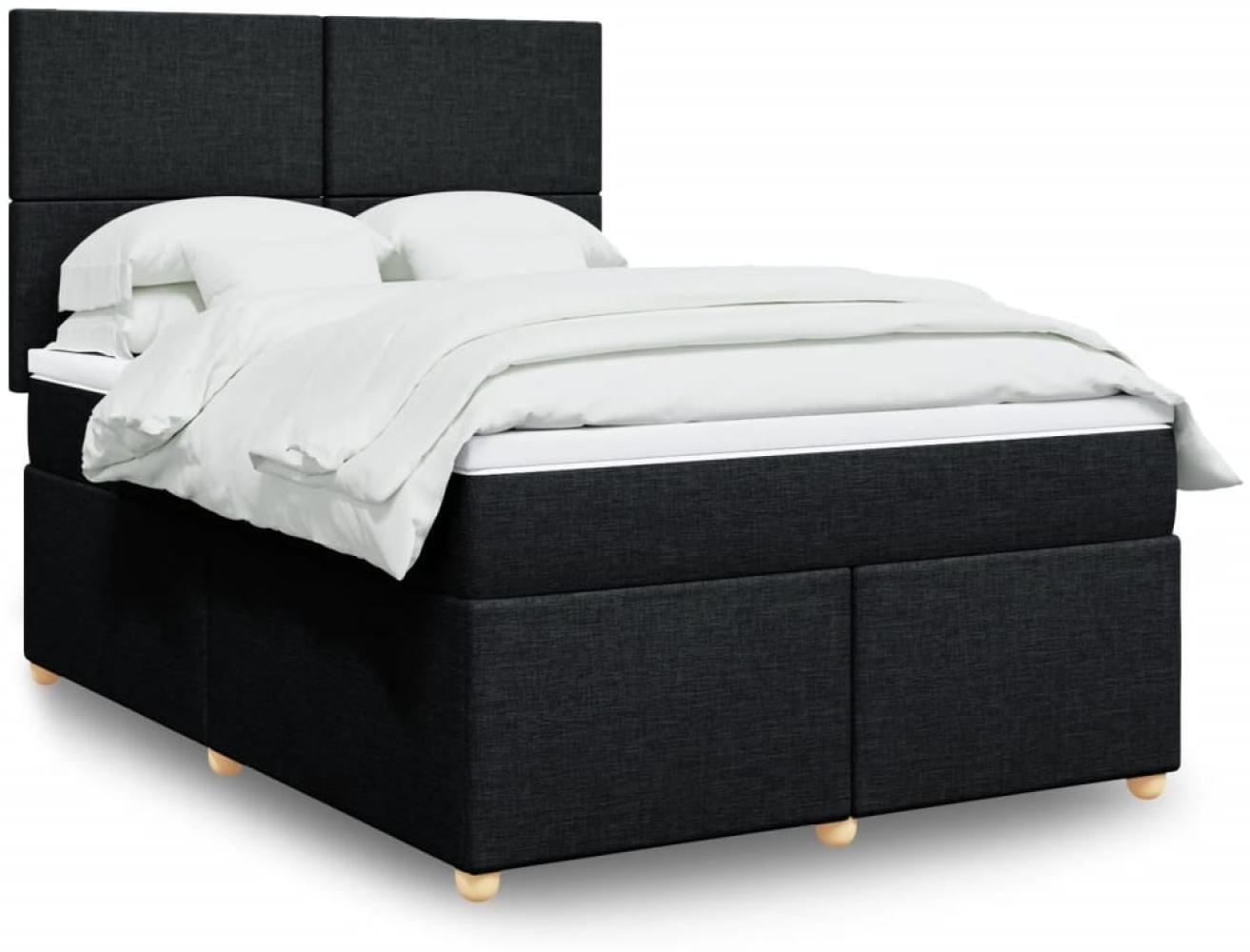 vidaXL Boxspringbett mit Matratze Schwarz 160x200 cm Stoff 3291326 Bild 1