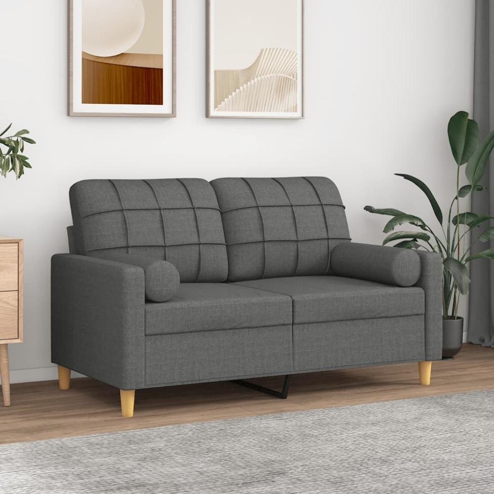 vidaXL 2-Sitzer-Sofa mit Zierkissen Dunkelgrau 120 cm Stoff 3200775 Bild 1