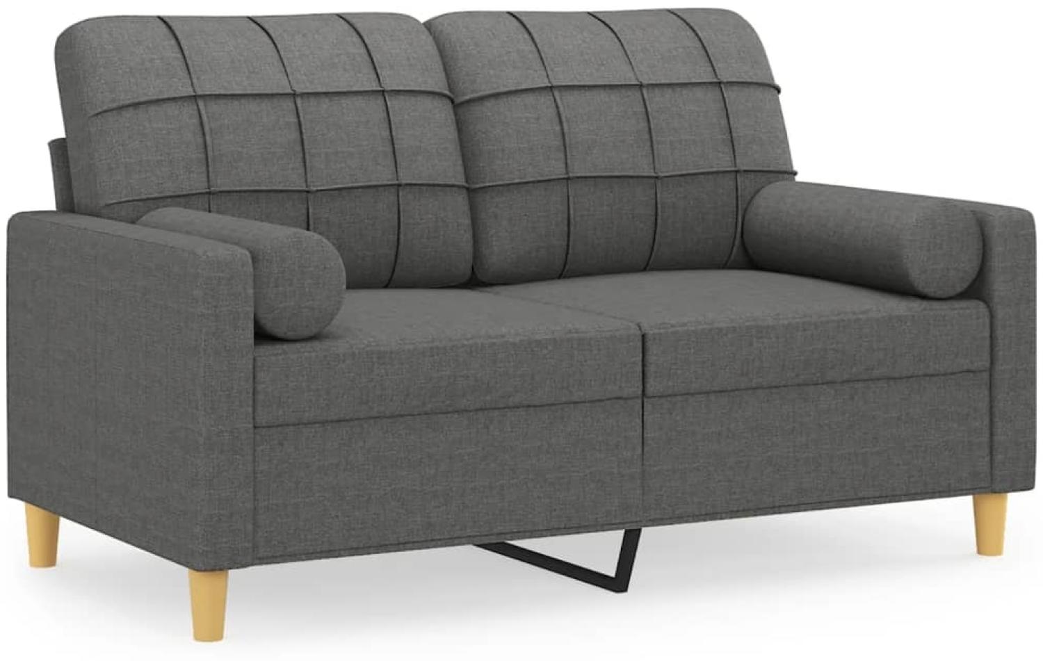 vidaXL 2-Sitzer-Sofa mit Zierkissen Dunkelgrau 120 cm Stoff 3200775 Bild 1