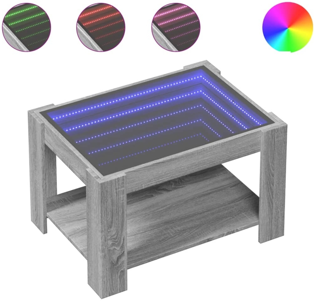 vidaXL LED-Couchtisch Grau Sonoma 73x53x45 cm Holzwerkstoff 847551 Bild 1
